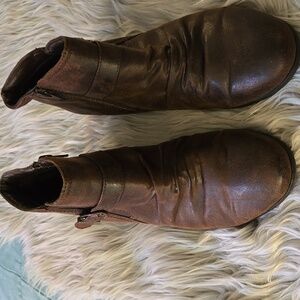 Women's Brown Faux Leather Booties